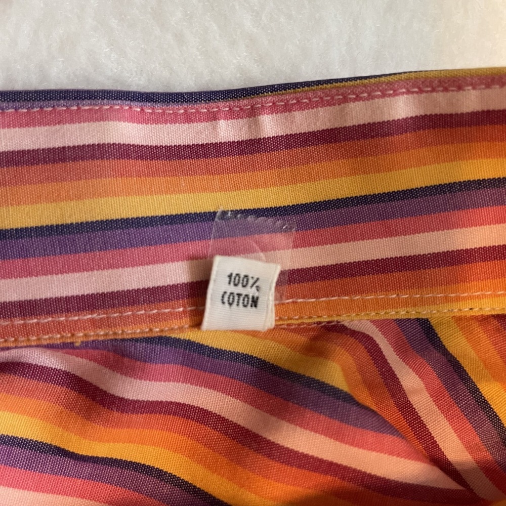 Arthur & Fox Mens Long Sleeve Orange Striped Buttoned Shirt, Size 44 / US XL - Picture 10 of 10